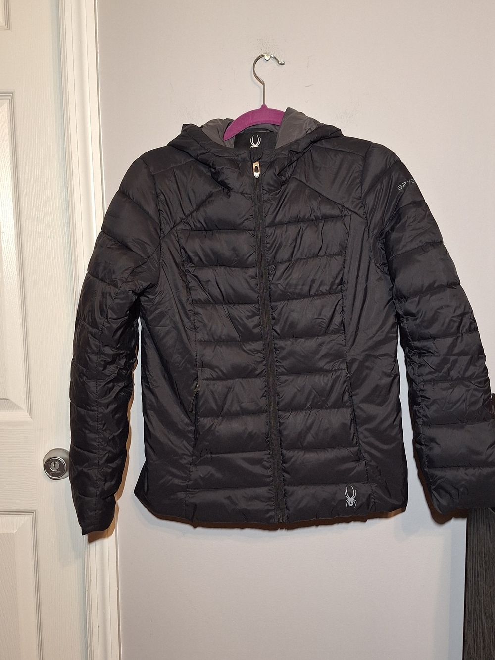 Spyder Women's Black Super Puffer Hooded Jacket